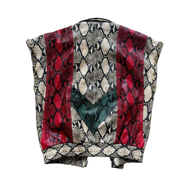 Gucci Snakeprint Python Tricolor Convertible Designer Jacket/ Vest - Picture 9 of 15